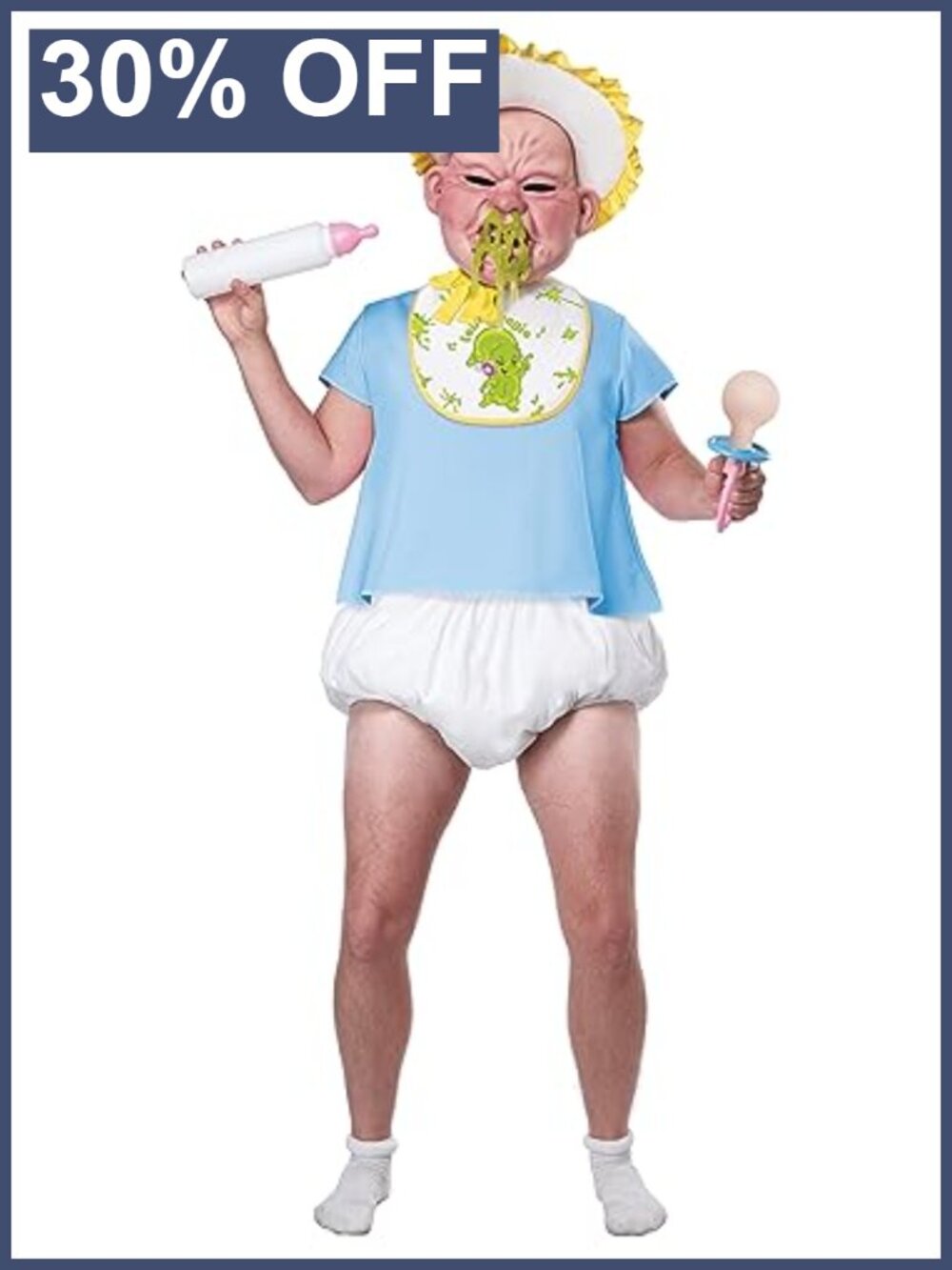 Adult Booger Baby Halloween Costume X-Large Reversible Top Mask Props